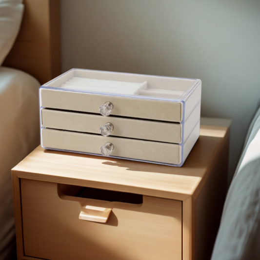 Boîte à bijoux Léa transparente avec tiroirs