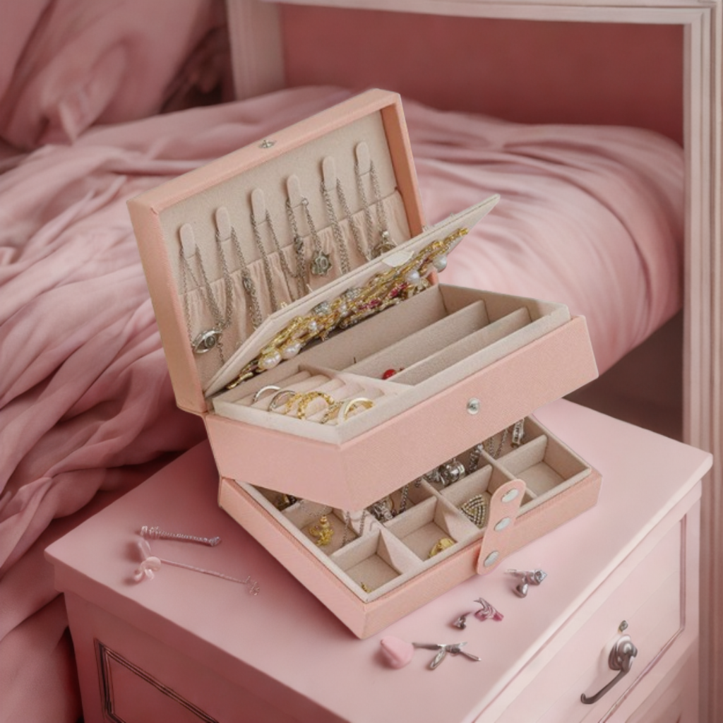 Boîte à bijoux Camélia en cuir