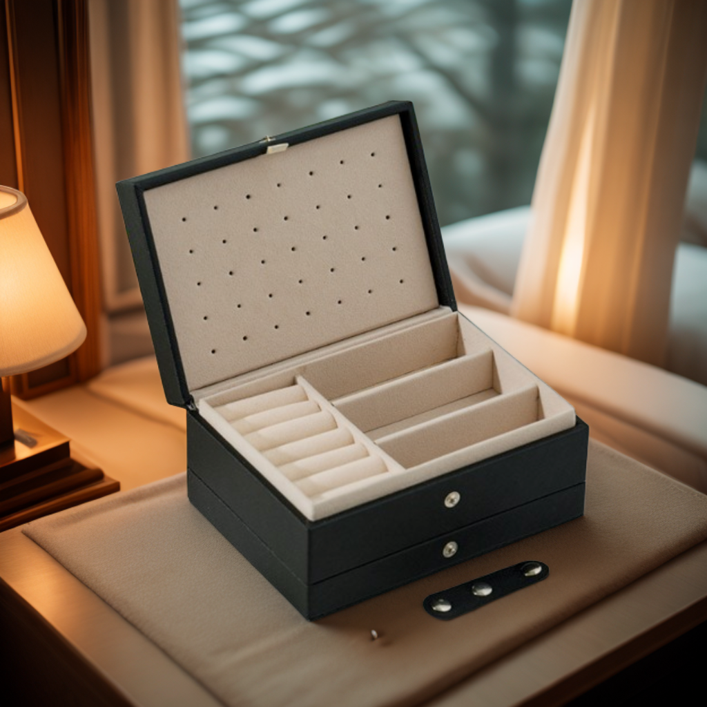 Boîte à bijoux Camélia en cuir