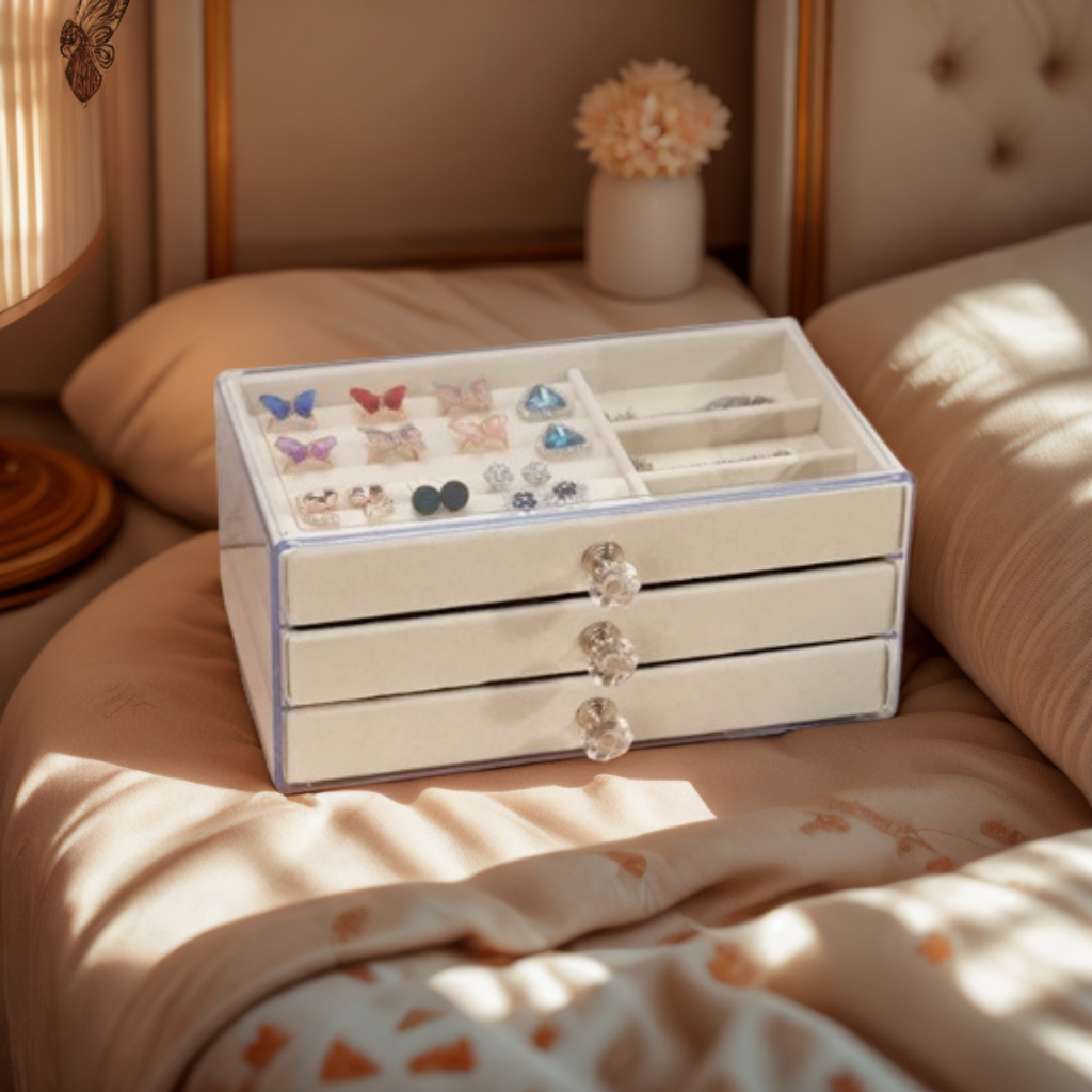 Boîte à bijoux Léa transparente avec tiroirs