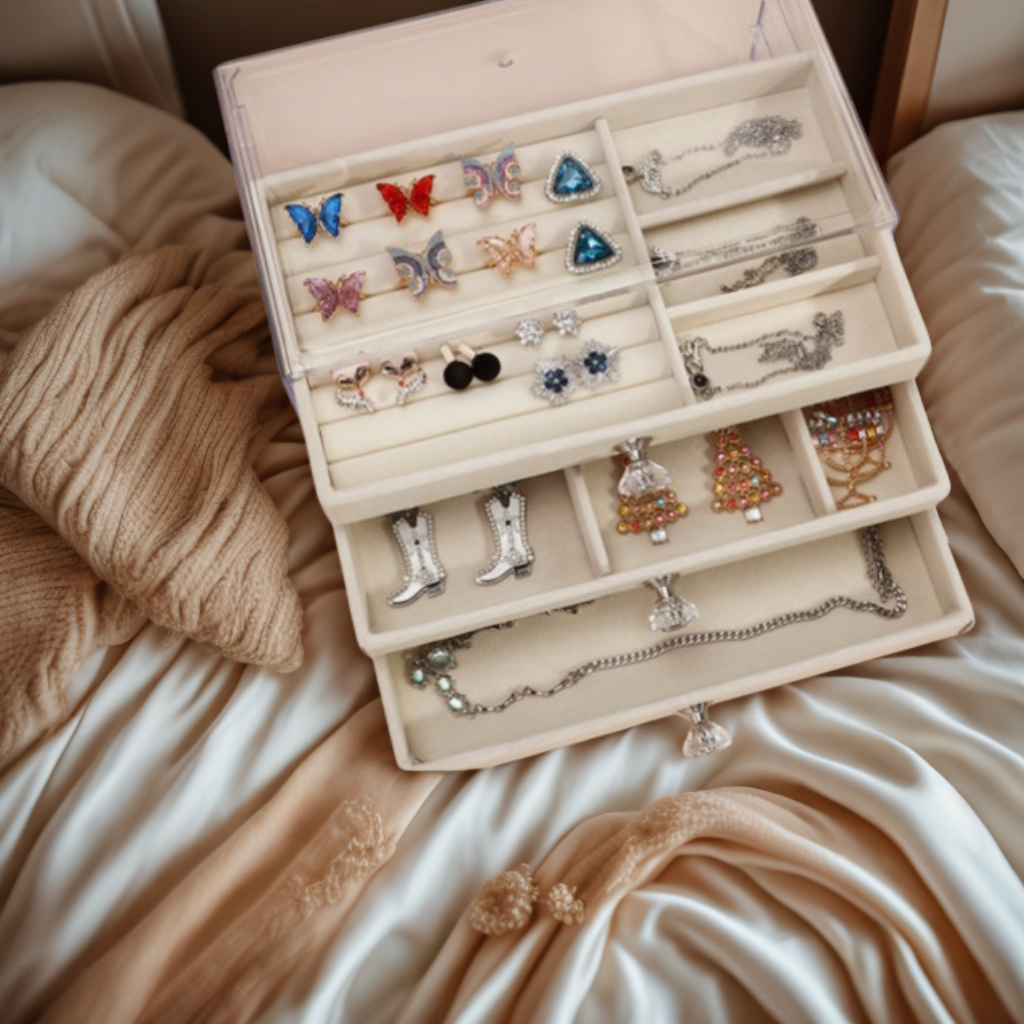 Boîte à bijoux Léa transparente avec tiroirs